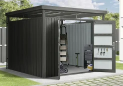 Floraworld Gerätehaus Premium Q7,5 FirstLine schwarz-mettalic 274 x 274 cm