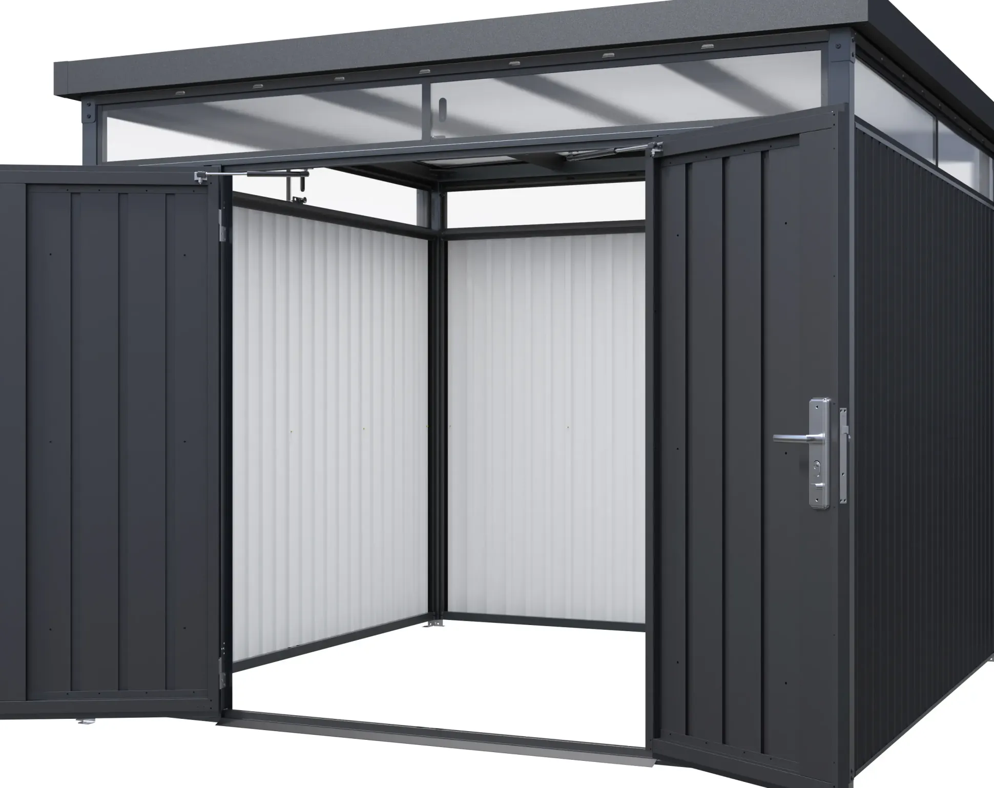 Floraworld Gerätehaus Premium Q10 Firstline schwarz-mettalic 314 x 314 cm