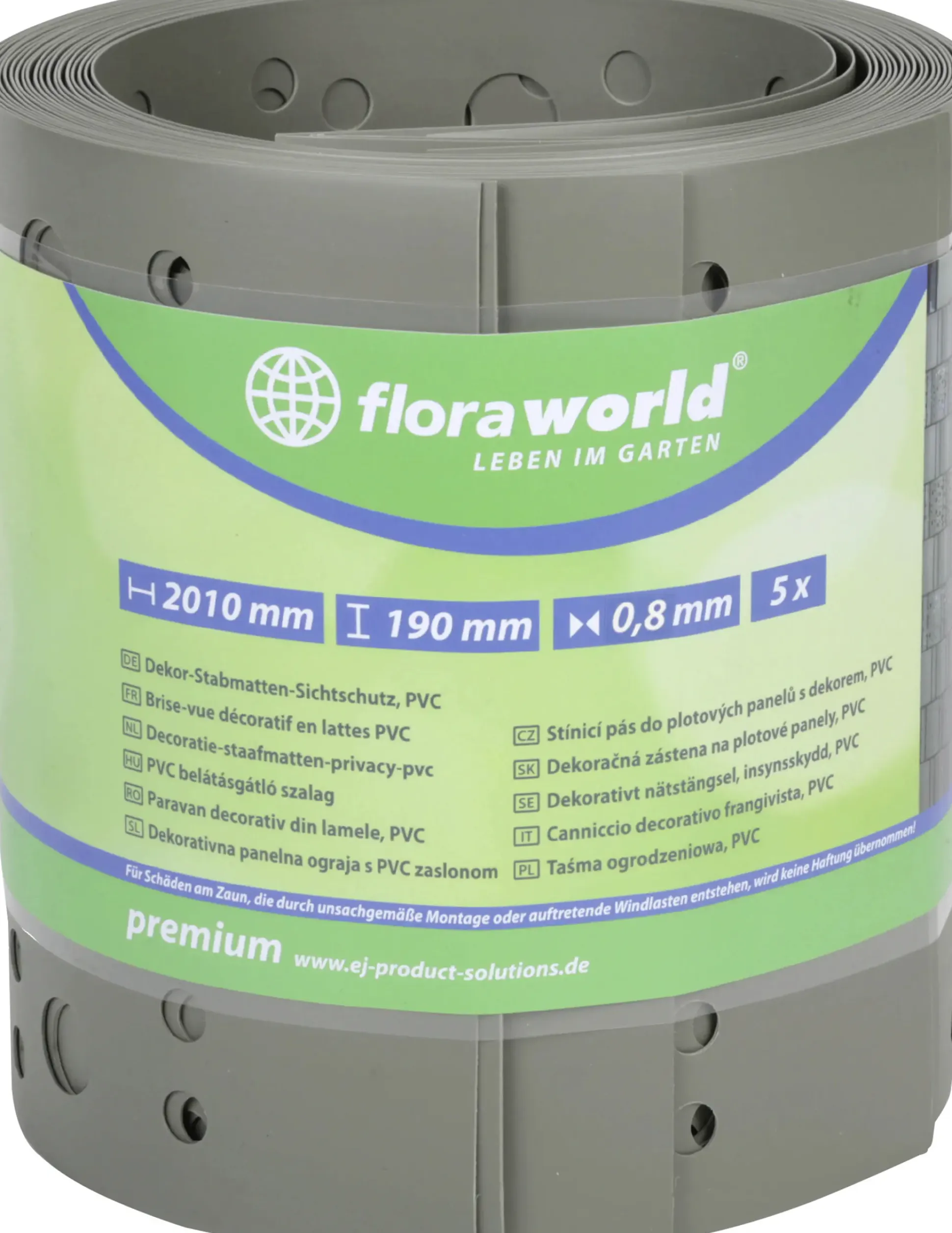 Floraworld Sichtschutzstreifen Dekor Kreise 201,5 x 19 cm grau - 5 Stk.