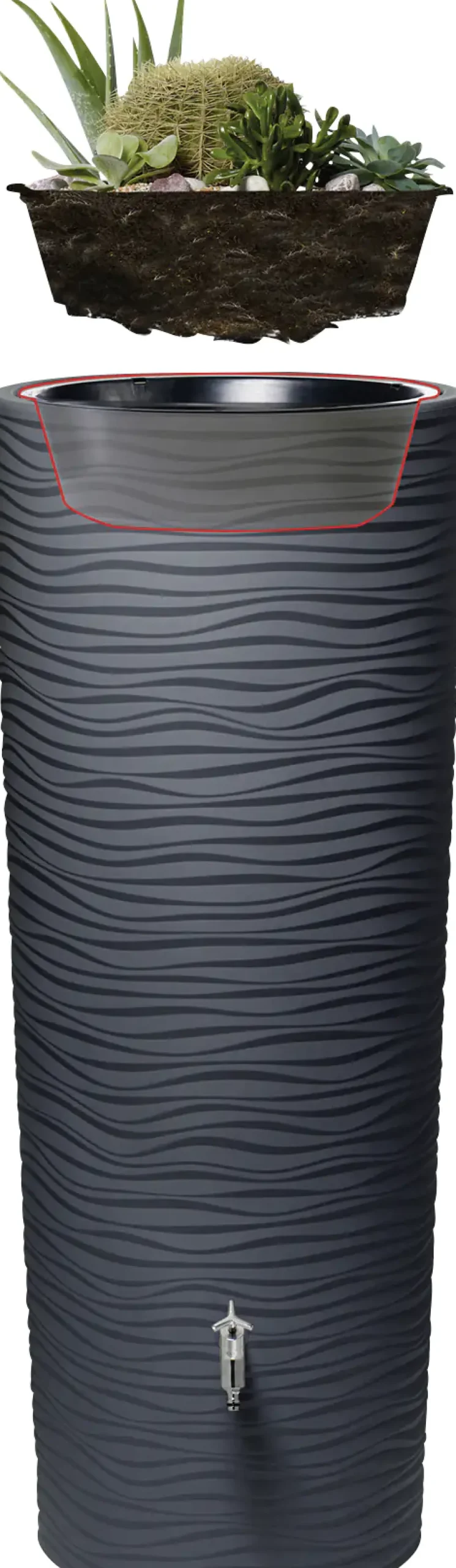 Garantia Regenspeicher Natura 2in1 350 L graphite grey mit Pflanzschale