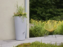 Garantia Regentonne Stone 2in1 rund inkl. Pflanzschale 210 L silber