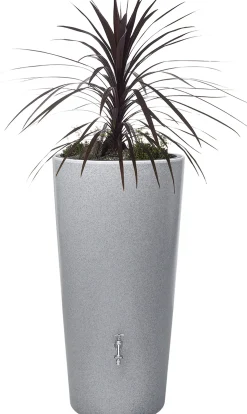 Garantia Regentonne Stone 2in1 rund inkl. Pflanzschale 210 L silber