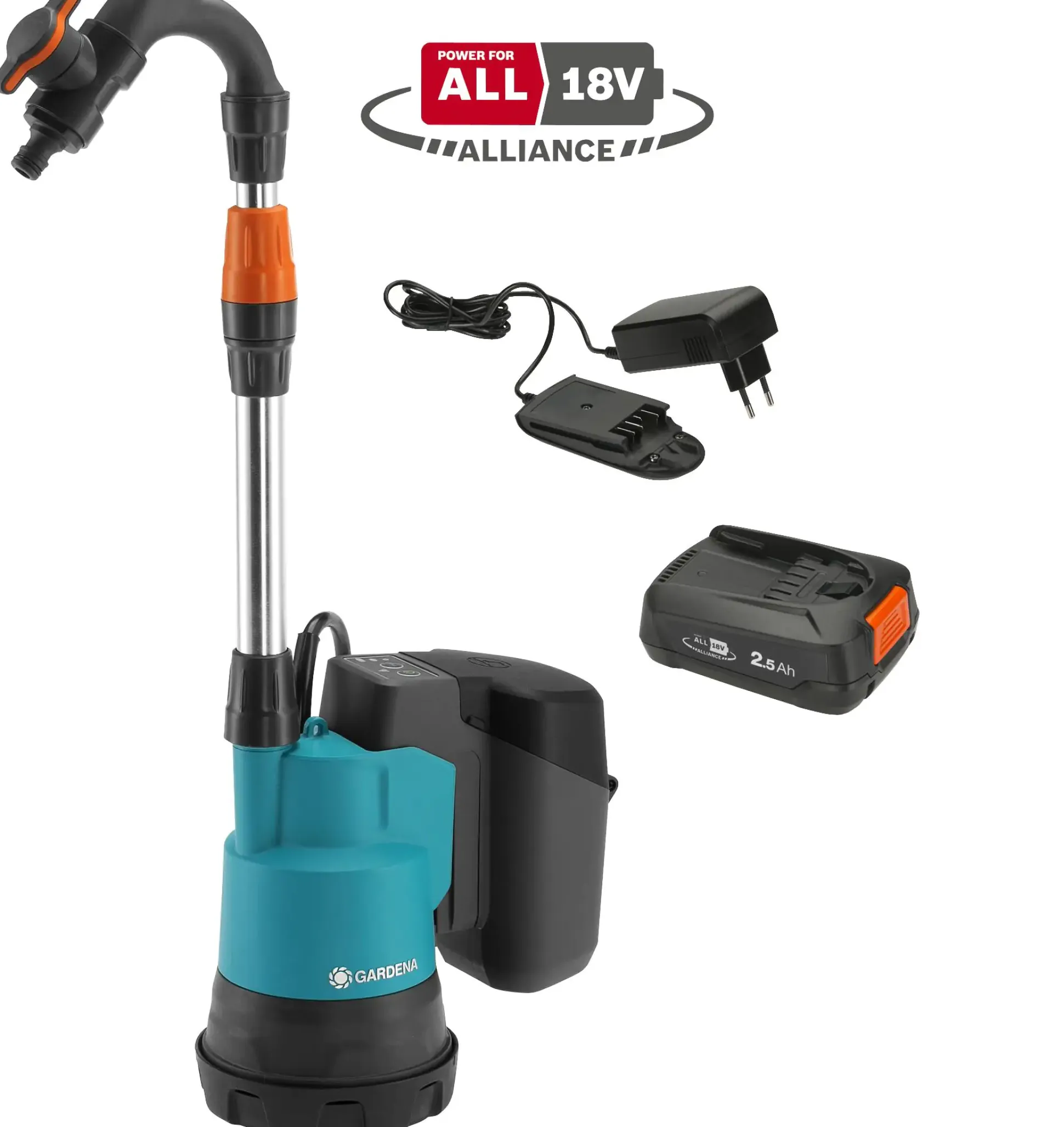Gardena Akku Regenfasspumpe 2.000 l/h 20 m 18 Volt