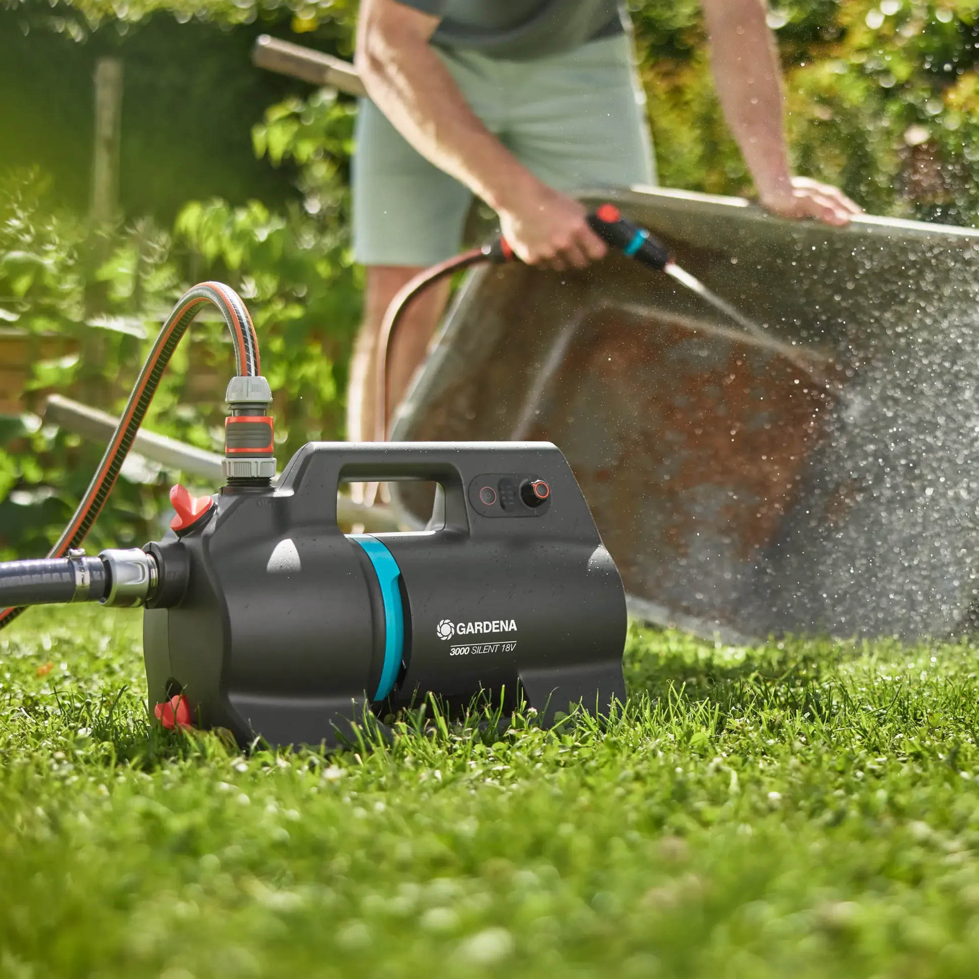 Gardena Akku-Gartenpumpe 3000 Silent 18V P4A Ready-To-Use Set