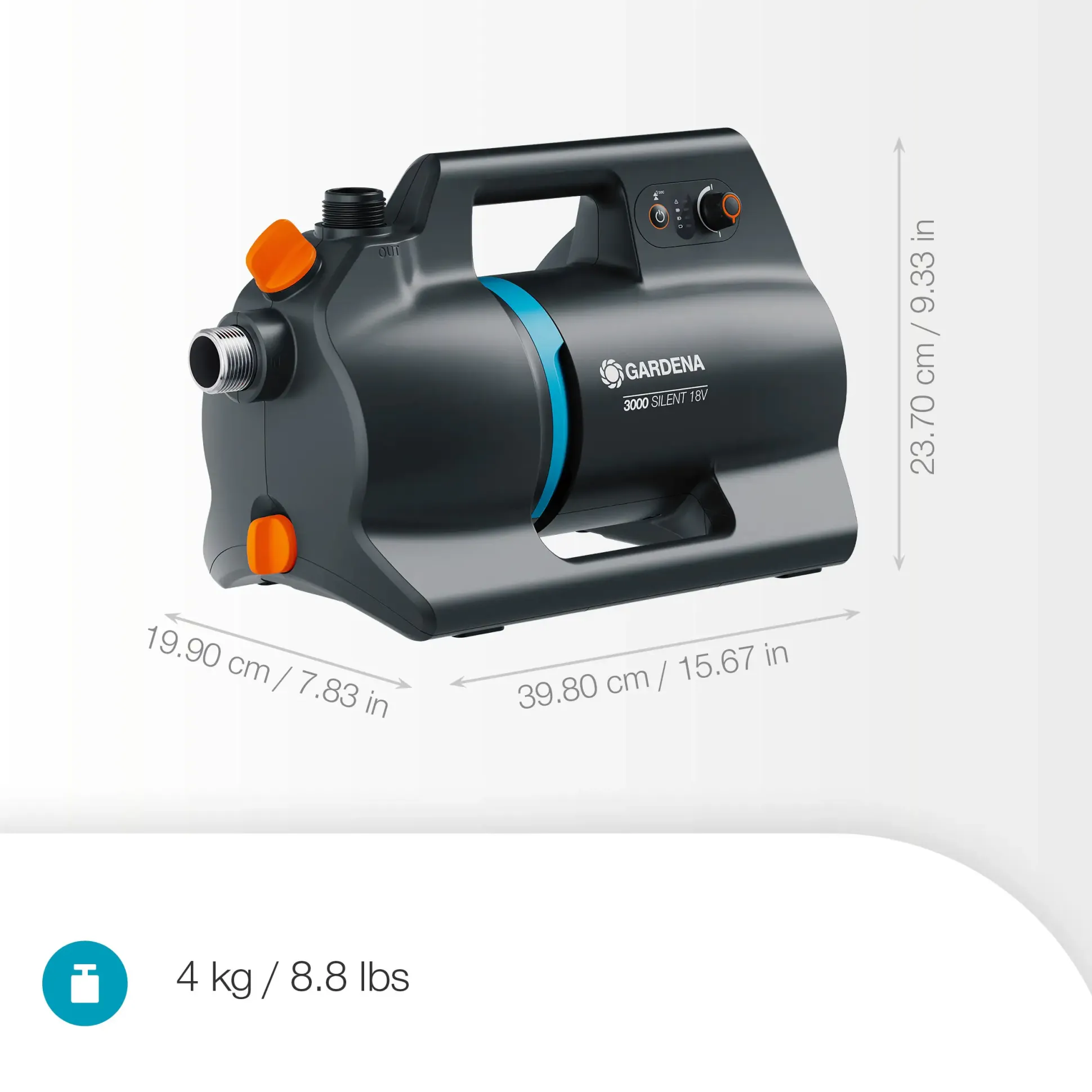 Gardena Akku-Gartenpumpe 3000 Silent 18V P4A Ready-To-Use Set