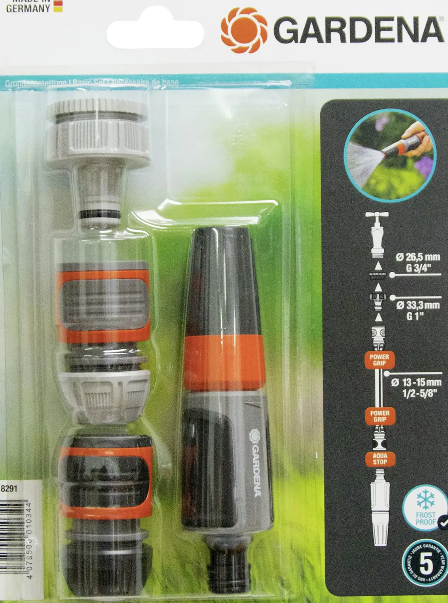 Gardena Grundausstattung Gartenspritze mit Anschluss-Set für 13 mm (1/2")
