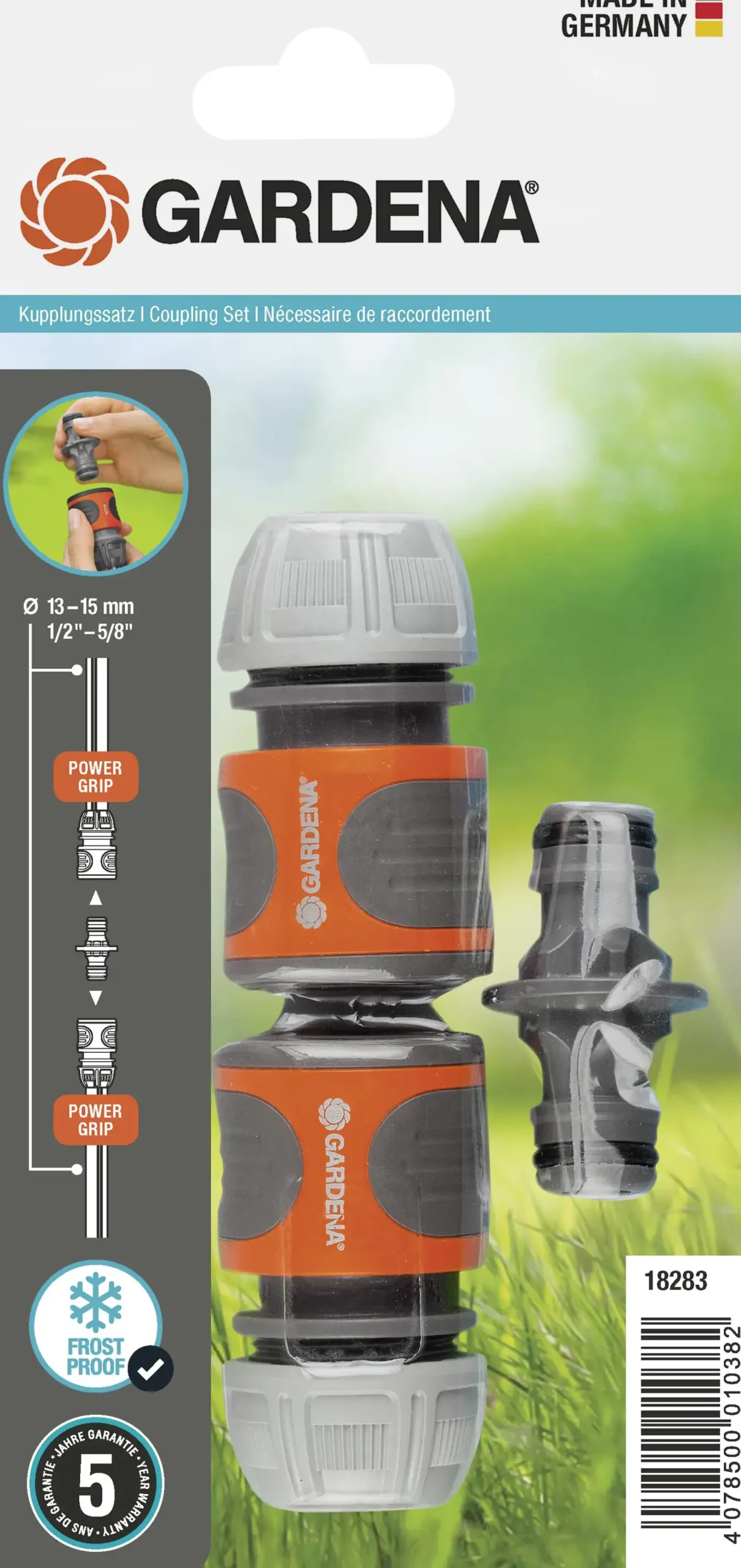 Gardena Kupplung Satz für 13 mm (1/2")- und 15 mm (5/8")-Schläuche