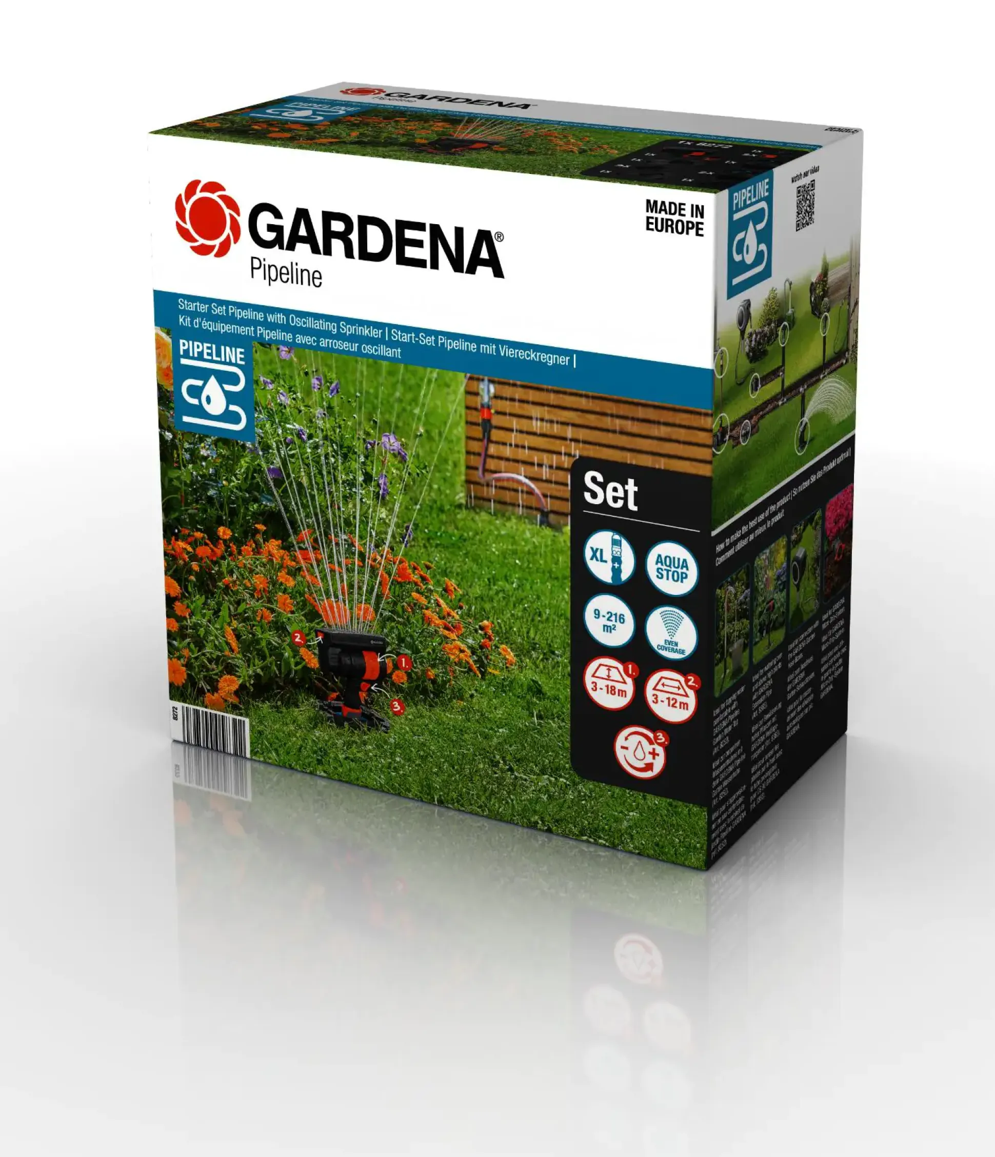 Gardena Start-Set Pipeline mit Viereckregner 3/4"-Innengewinde
