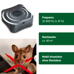 Gardigo Mäusefeindmobil batteriebetriebener Ultraschall-Mäuseschreck