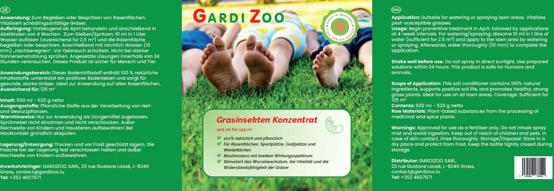GardiZoo Grasinsekten-Konzentrat 500 ml wehrt Grasmilben und Zecken ab