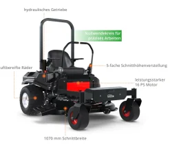 Güde Aufsitzrasenmäher Zero Turn GZT 1070