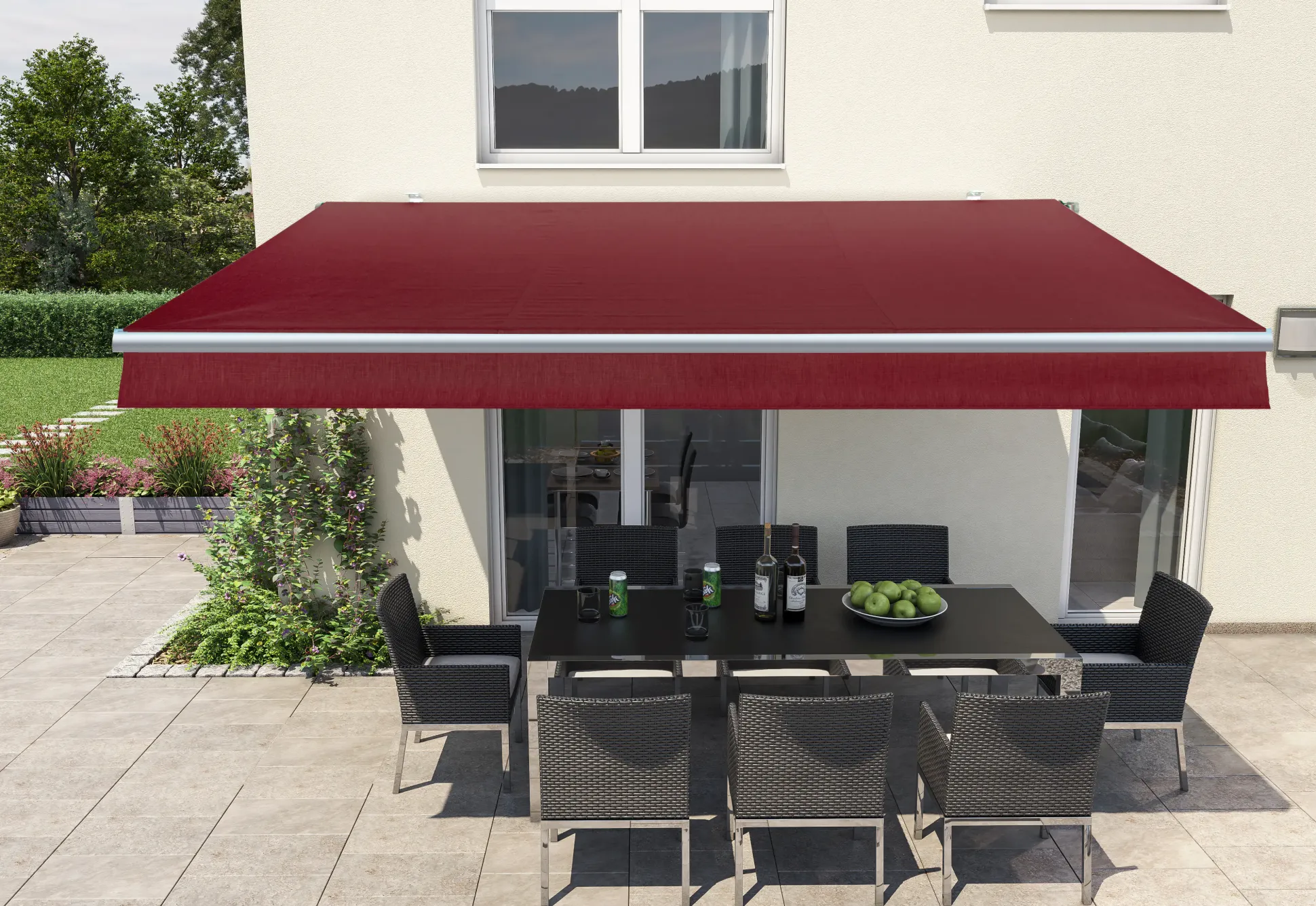 Gelenkarm-Markise Berlin bordeaux rot Breite 300 cm, Ausfall 200 cm