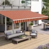 Gelenkarmmarkise Classic orange-braun gestreift inkl. Motor, Handsender, Solar Panel