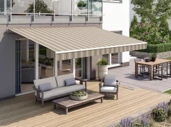 Gelenkarmmarkise Classic beige-braun gestreift inkl. Handkurbel