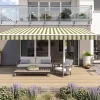 Gelenkarmmarkise Classic grün-beige gestreift inkl. Motor, Handsender, Solar Panel