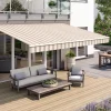 Gelenkarmmarkise Classic braun-beige gestreift inkl. Handkurbel