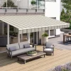 Gelenkarmmarkise Classic beige-grau gestreift inkl. Handkurbel