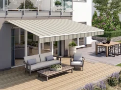 Gelenkarmmarkise Classic beige-grau gestreift inkl. Handkurbel