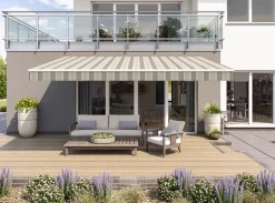 Gelenkarmmarkise Classic beige-grau gestreift inkl. Handkurbel