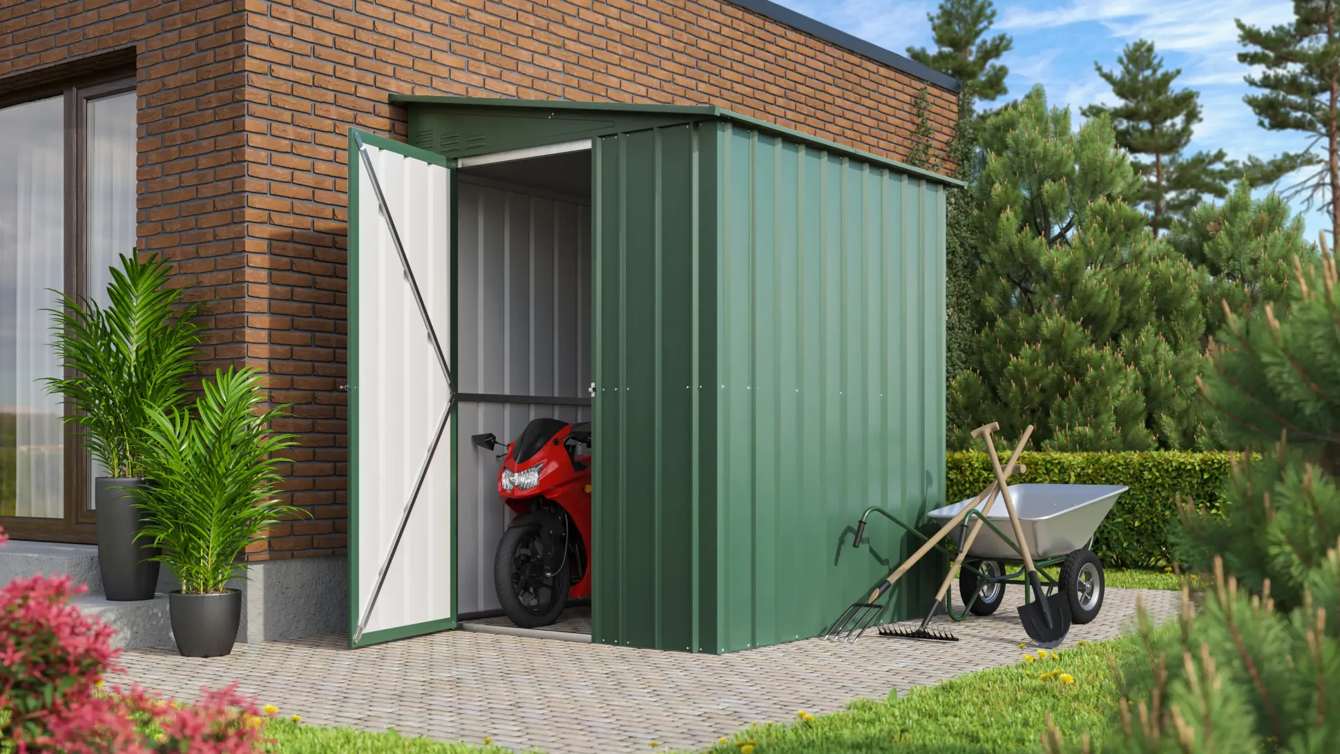 Globel Metallgerätehaus Lean-To 56 155 x 180 x 203 cm jade