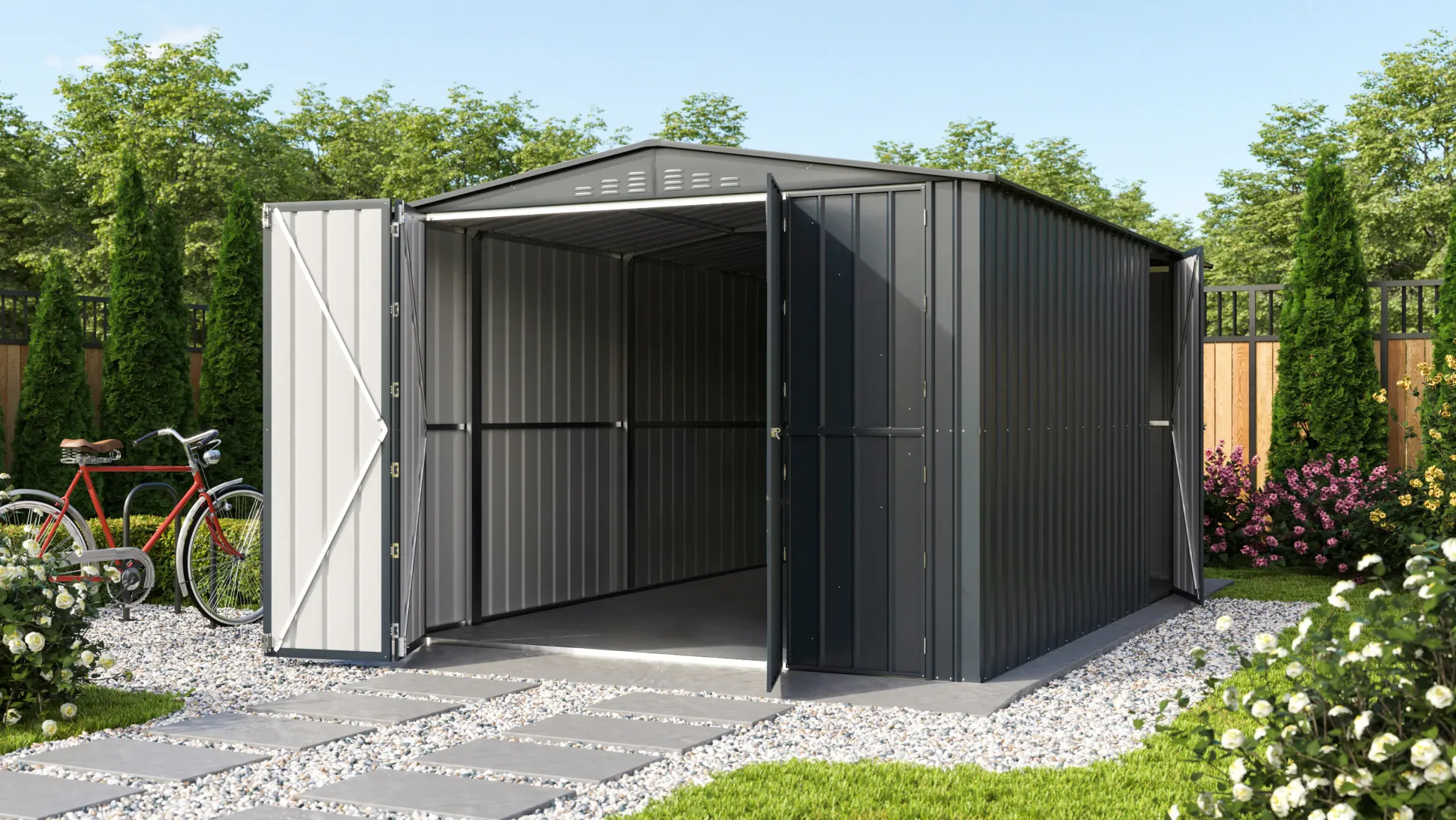 Globel Metallgerätehaus Parker MGR 1015 308 x 464 x 225 cm anthrazit