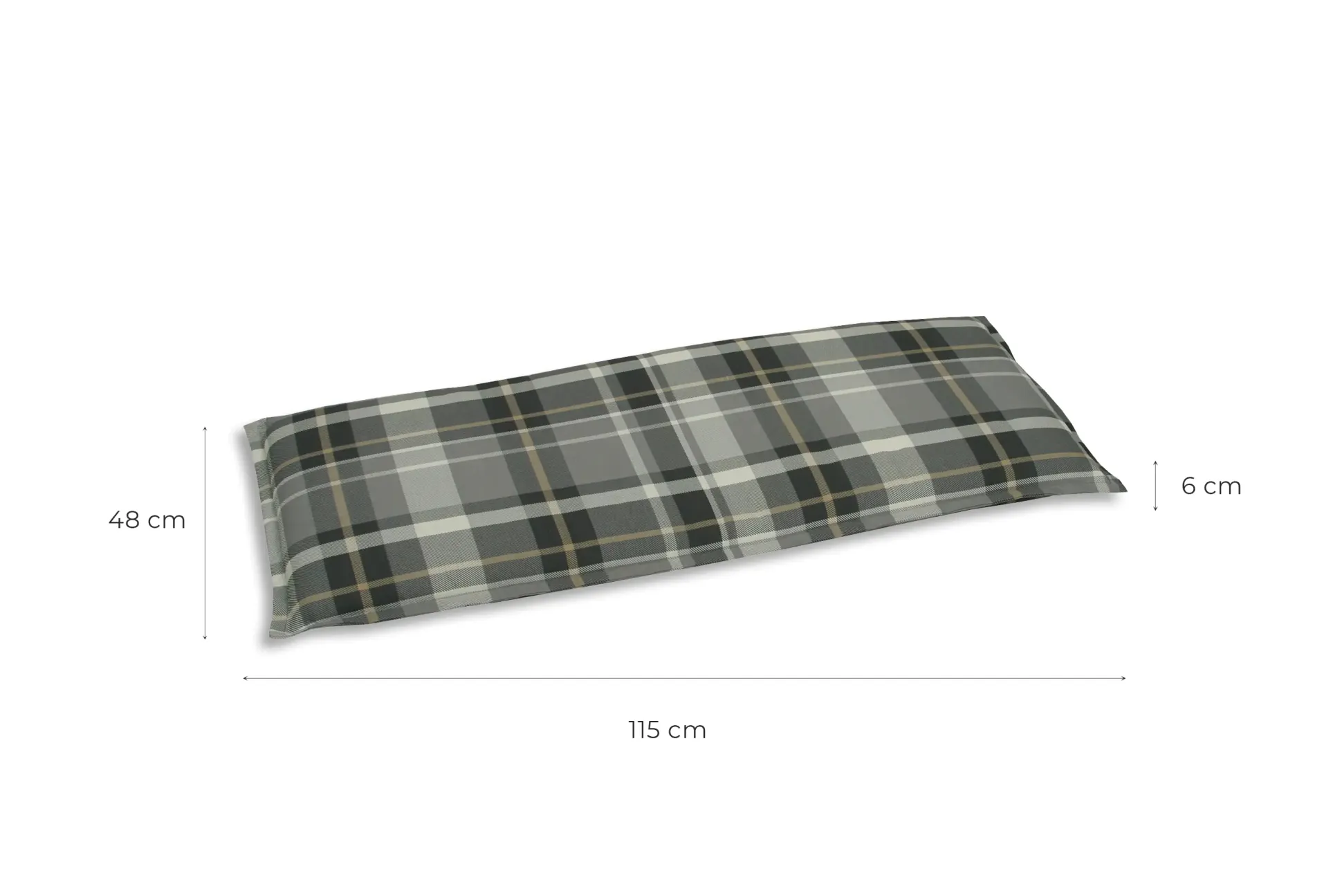Go-De Bankauflage 115 x 48 x 6 cm grau-kariert