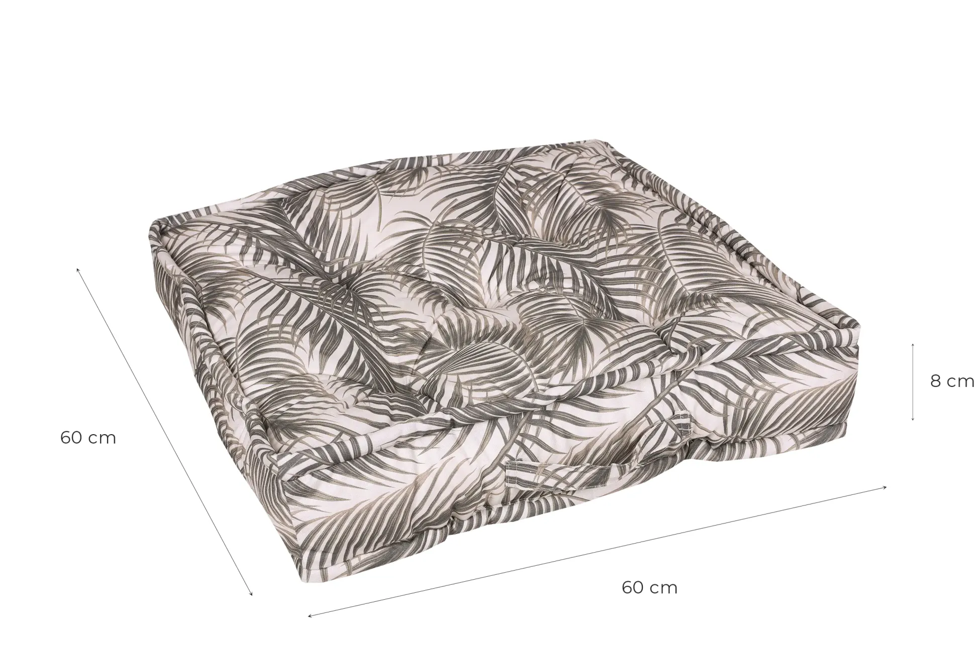 GO-DE Bodenkissen 60 cm x 60 cm x 12 cm Palmy grau