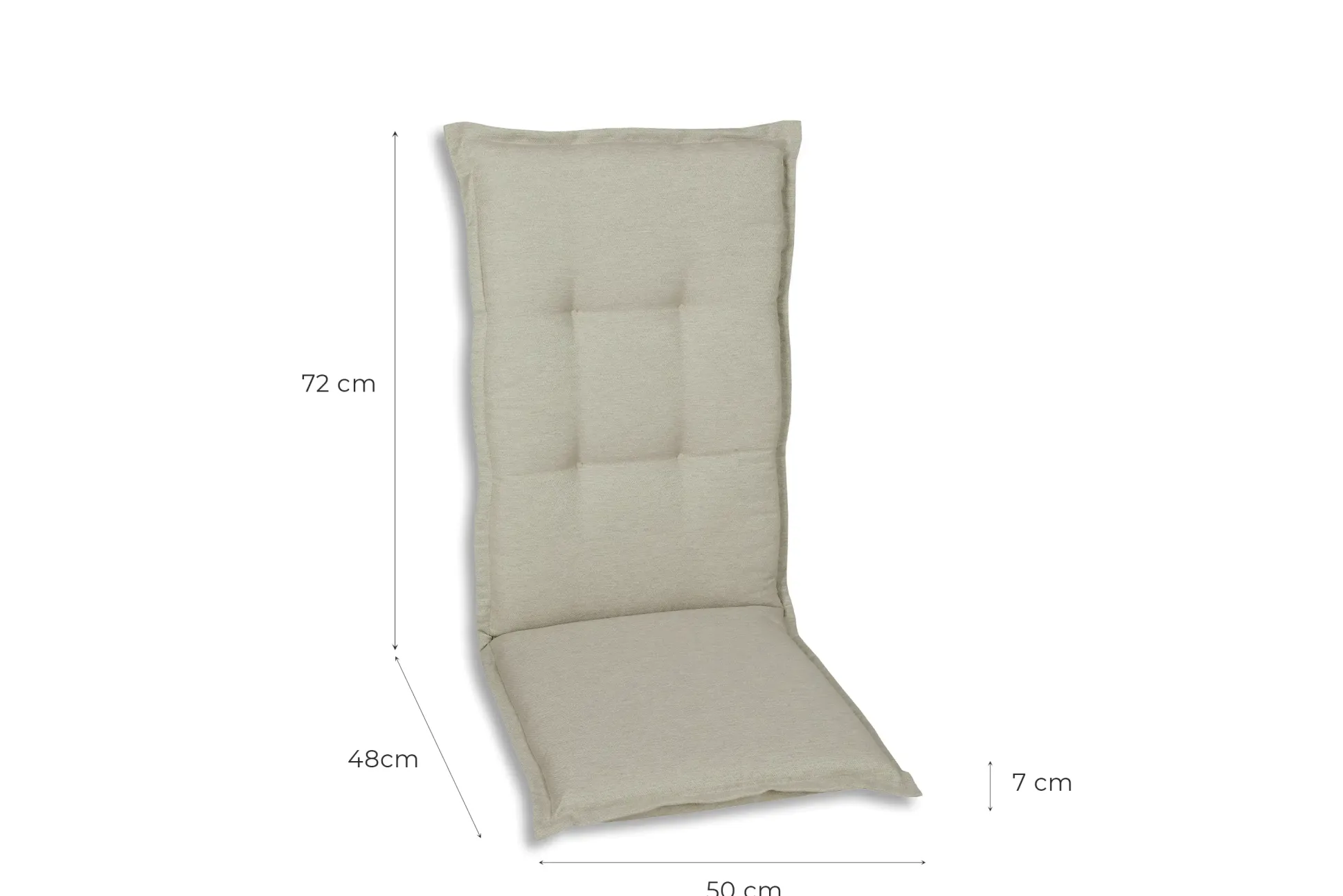 GO-DE Hochlehner-Auflage 120 cm x 50 cm x 7 cm, beige