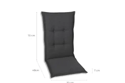 GO-DE Hochlehner-Auflage 120 cm x 50 cm x 7 cm, grau, anthrazit