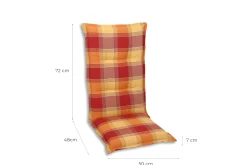 GO-DE Hochlehner-Auflage Classic 120 x 50 x 7 cm, rot kariert