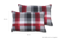 GO-DE Hollywood-Auflage 4-tlg. 50 cm x 180 cm x 8 cm, rot, karo rot