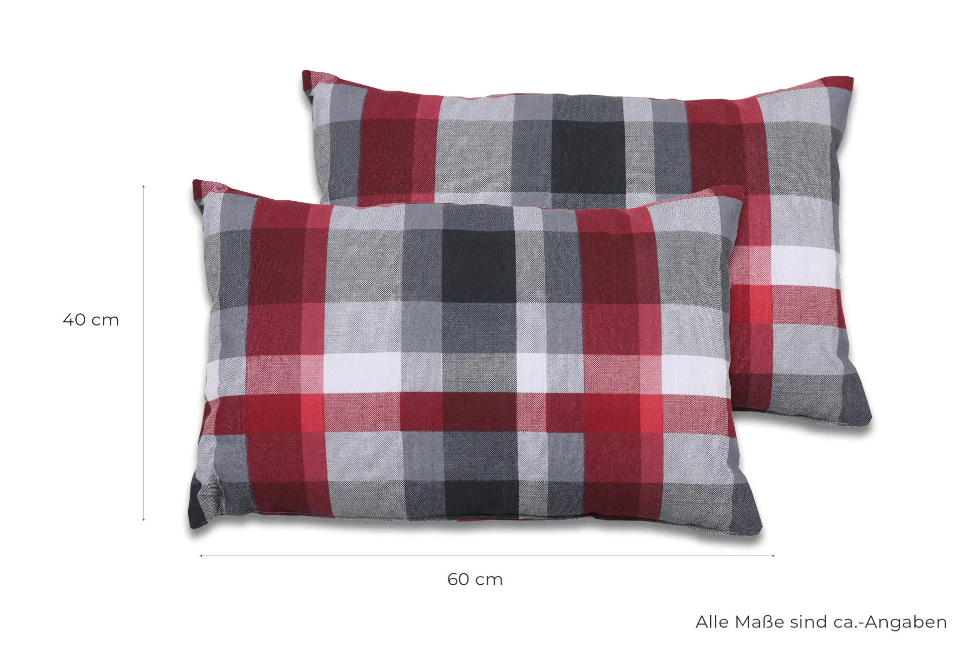 GO-DE Hollywood-Auflage 4-tlg. 50 cm x 180 cm x 8 cm, rot, karo rot