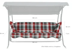 GO-DE Hollywood-Auflage 4-tlg. 50 cm x 180 cm x 8 cm, rot, karo rot