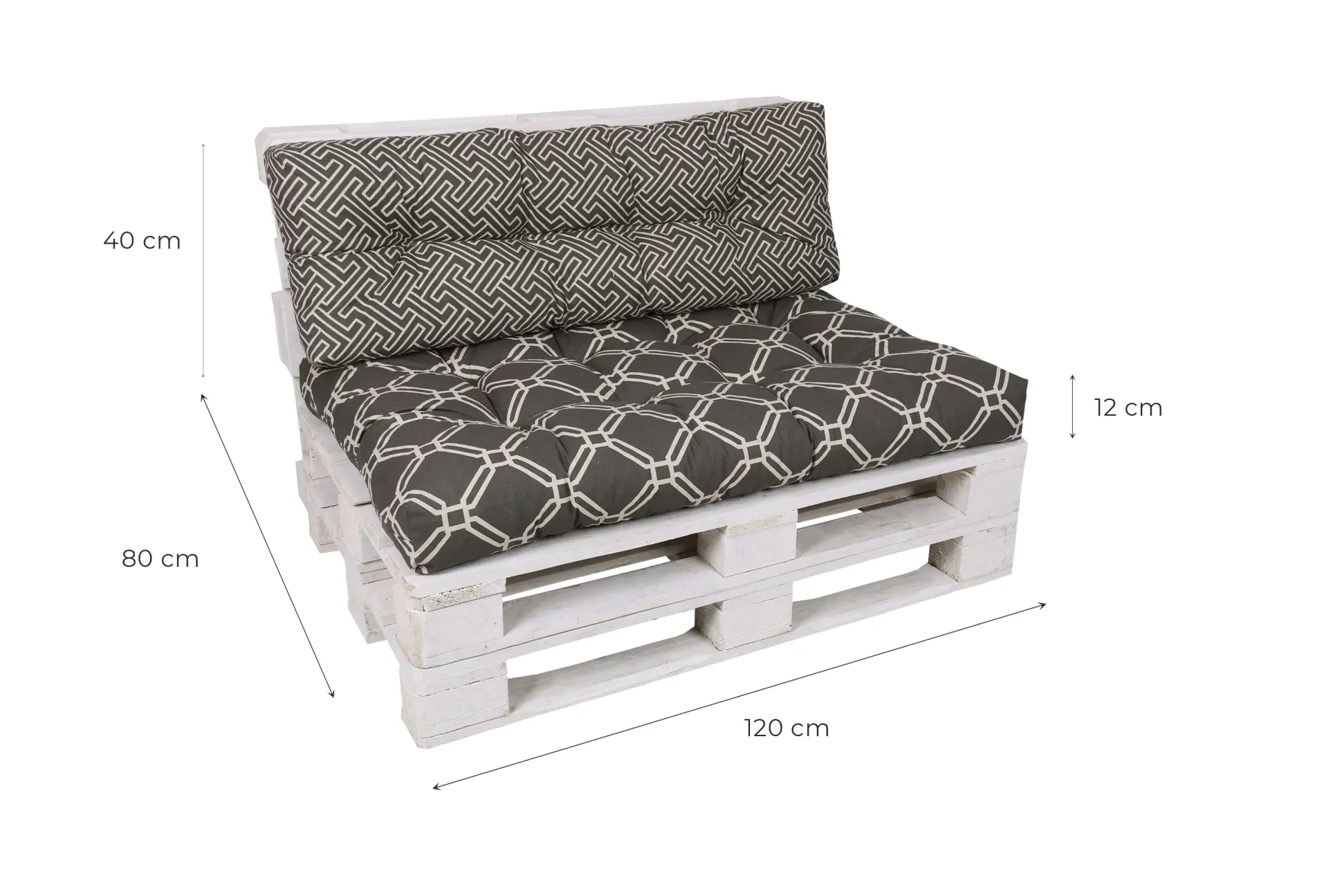 GO-DE Loungekissen-Set für Paletten 120 x 80 x 15 cm, grau, anthrazit