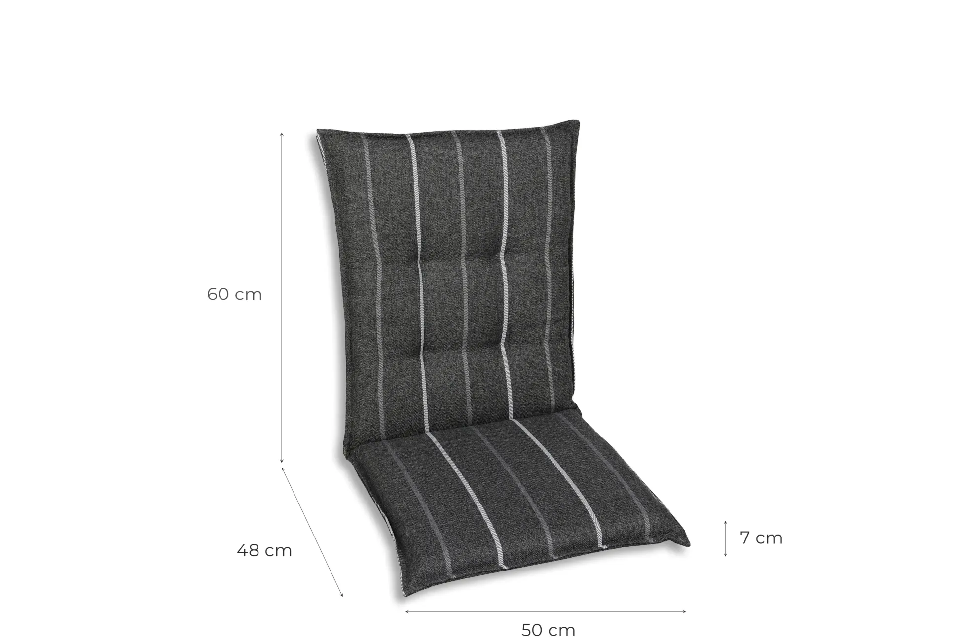 GO-DE Mittellehner-Auflage 108 cm x 50 cm x 7 cm, grau, anthrazit