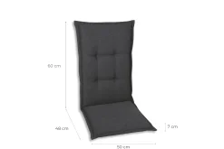 GO-DE Mittellehner-Auflage 108 cm x 50 cm x 7 cm, grau, anthrazit