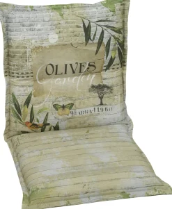 Go-De Niederlehner-Auflage 100 cm x 50 cm x 7 cm, grün beige gemustert