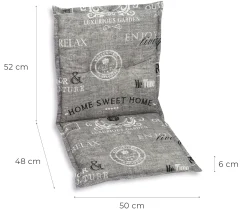 GO-DE Sesselauflage nieder 50 x 100 x 6 cm grau