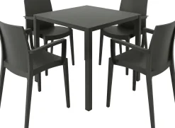 Grandsoleil Garten-Essgruppe Brunch/Venice 4 Personen Stahl/Kunststoff schwarz