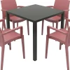 Grandsoleil Garten-Essgruppe Brunch/Venice 4 Personen Stahl/Kunststoff mit Armlehne marsalarot/schwarz