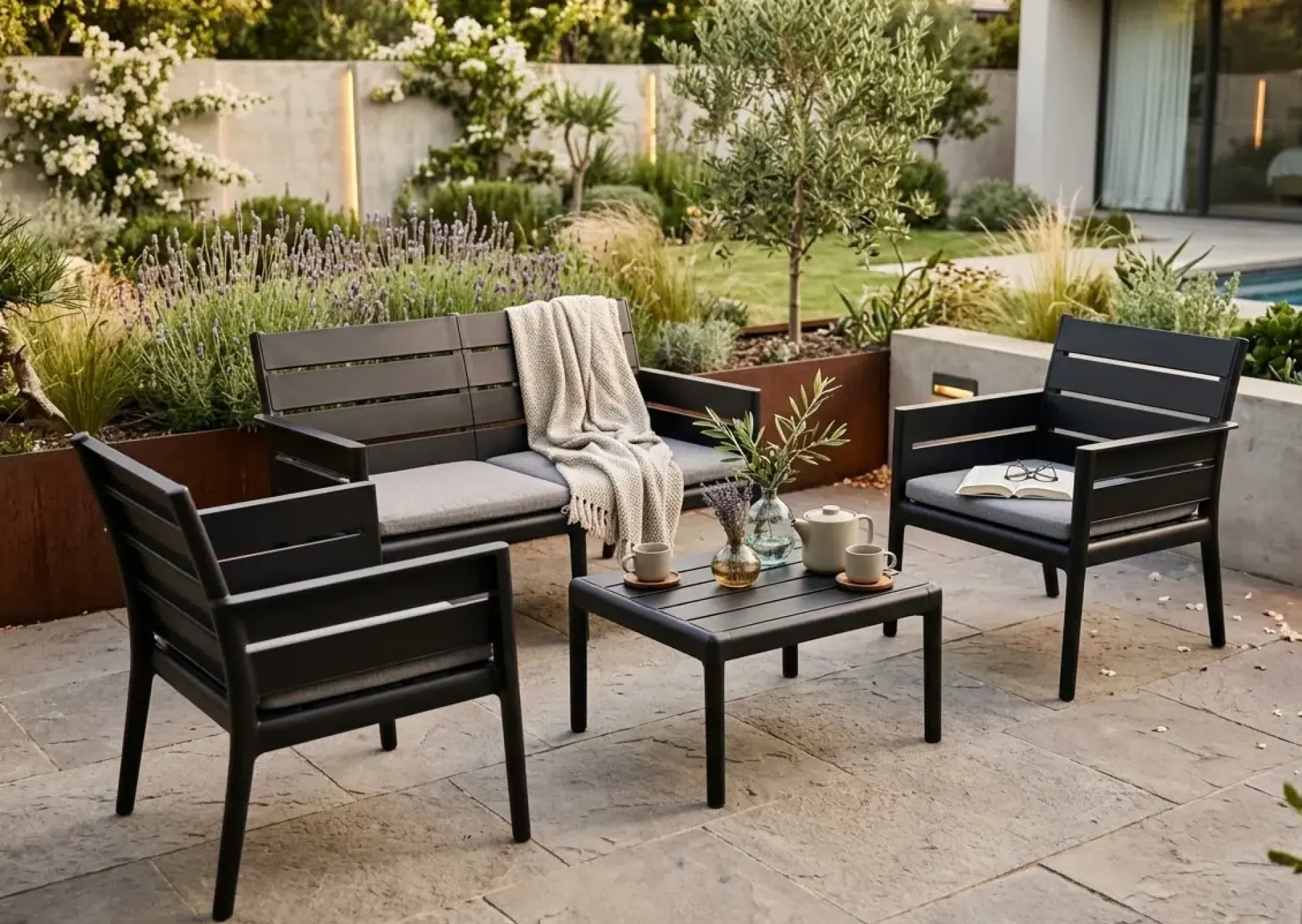 Grandsoleil Gartenmöbel-Set Panka anthrazit
