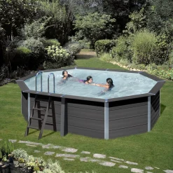 Gre Composite Pool oval grau 524 x 386 x 124 cm