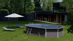 Gre Composite Pool oval grau, 804 x 386 x 124 cm
