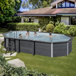 Gre Composite Pool oval grau 664 x 386 x 124 cm