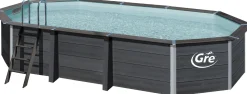 Gre Composite Pool oval grau 664 x 386 x 124 cm