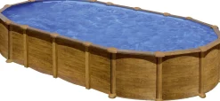Gre Stahlwandpool Amazonia oval 730 x 375 x 132 cm Holzdekor