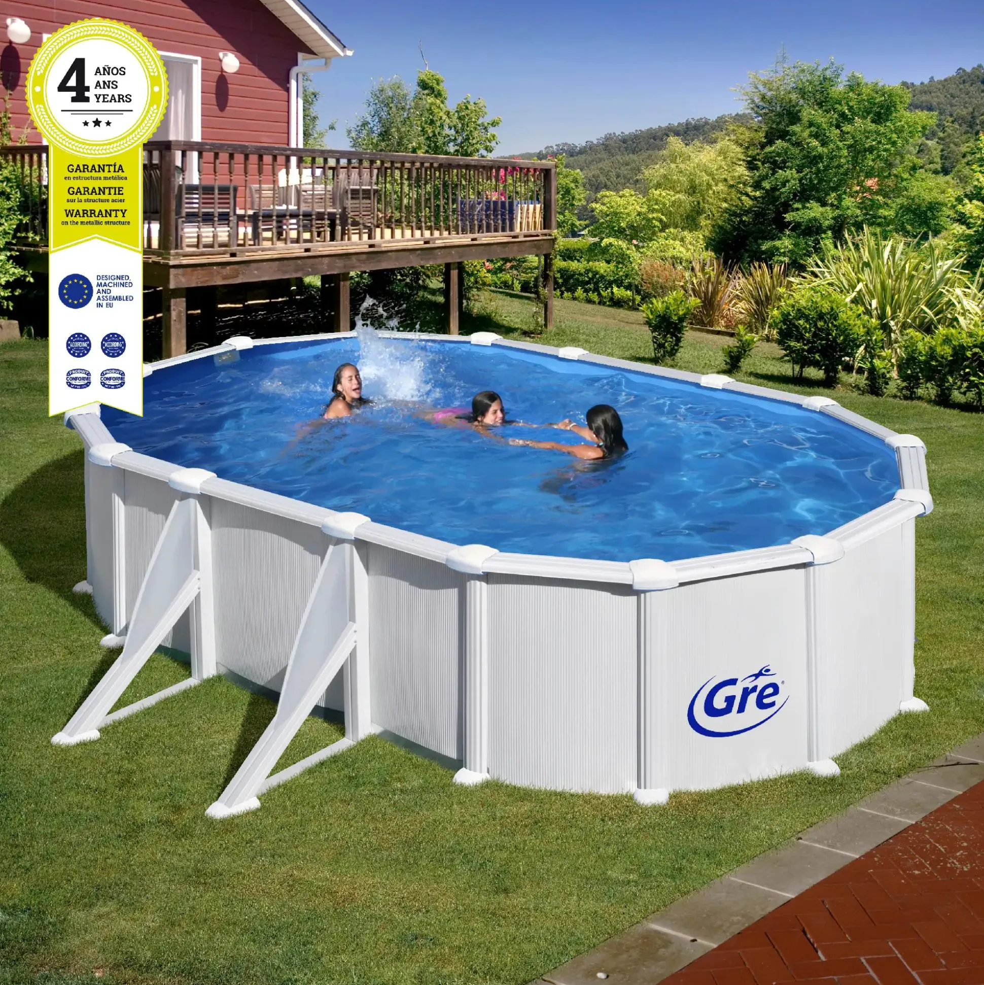 Gre Stahlwandpool Atlantis oval 500 x 300 x 132 cm, weiß