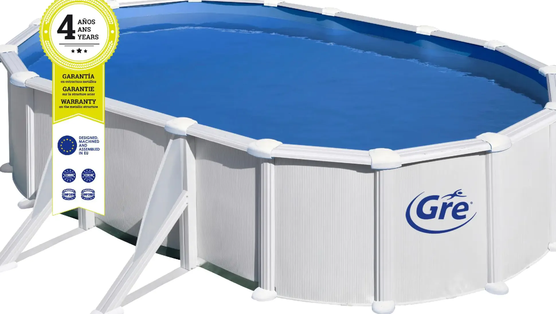 Gre Stahlwandpool Atlantis oval 500 x 300 x 132 cm, weiß