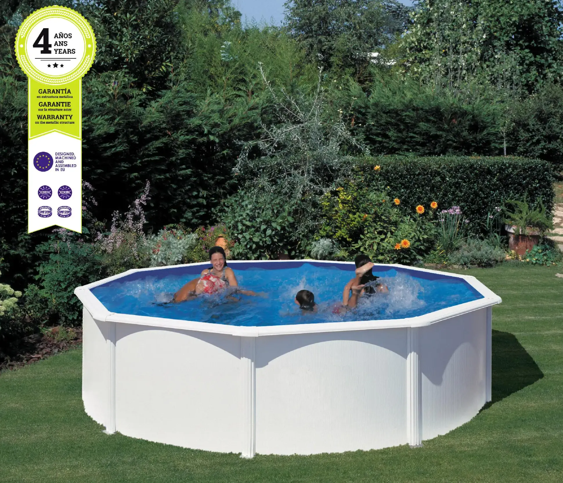 Gre Stahlwandpool Atlantis rund Ø 460 x 132 cm, weiß