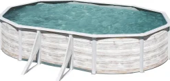 Gre Stahlwandpool Finnlandia oval 500 x 300 x 120 cm Holzdekor weiß